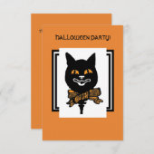 ハロウィーン新しい黒猫ギフトラベル 招待状 (正面/裏面)