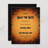 ハロウィーン日付の招待を保存するこうもり セーブザデート (正面/裏面)