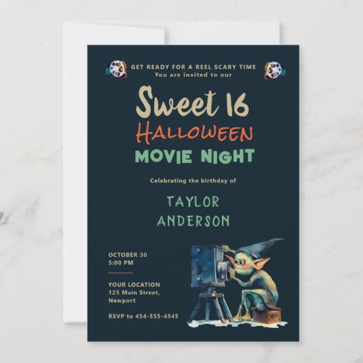 ハロウィーン映画ナイトグレムリンキャラクタースウィート16 招待状 (正面)
