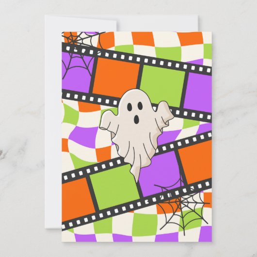 ハロウィーン映画ナイト怖い裏庭誕生日 招待状 (裏面)