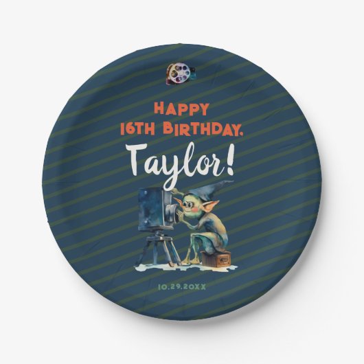 ハロウィーン映画ナイト誕生日パーティーかわいいグレムリン ペーパープレート (正面)