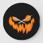 ハロウィーン時計と恐ろしい顔 ラージ壁時計 (正面)