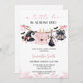 ハロウィーン服ライン女の子の赤ちゃんシャワー 招待状 (正面/裏面)