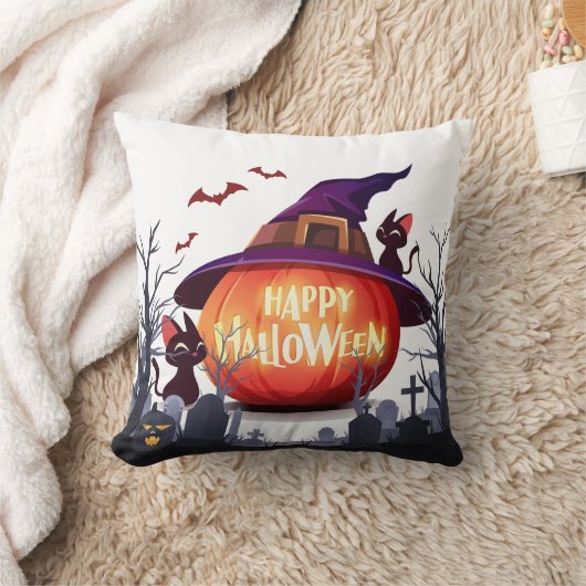 ハロウィーン枕 – パンプキンアンドナイト魔法 クッション (ブランケット)