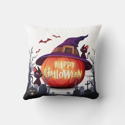 ハロウィーン枕 – パンプキンアンドナイト魔法 クッション (裏面)