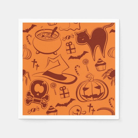 ハロウィーン柄 スタンダードカクテルナプキン (正面)