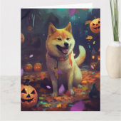 ハロウィーン柴犬カボチャ怖 カード (正面)