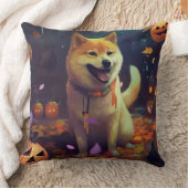 ハロウィーン柴犬カボチャ怖 クッション (ブランケット)