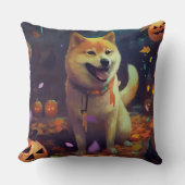 ハロウィーン柴犬カボチャ怖 クッション (正面)