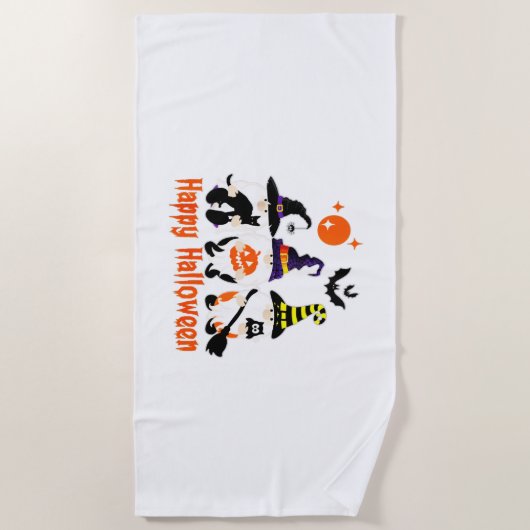 ハロウィーン格言かわいい秋カボチャ秋 ビーチタオル (正面)