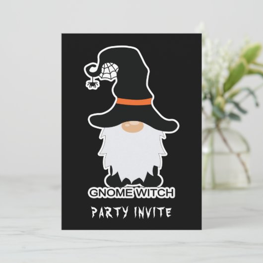 ハロウィーン格言ウィッチホワイトヘアブラックハット招待状 シーズンカード (スタンド正面)