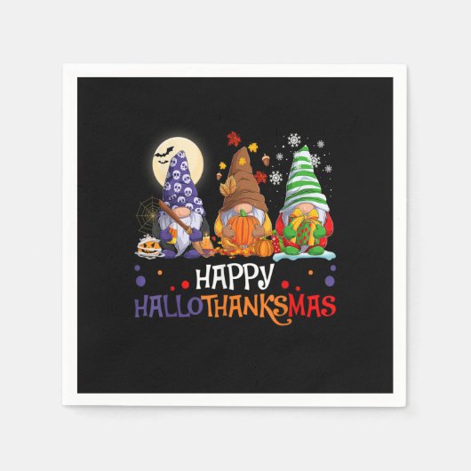 ハロウィーン格言ハッピーハロサンキューマスサンクスギビング スタンダードカクテルナプキン (正面)