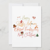 ハロウィーン格言ハッピーハロサンキューマスサンクスギビング 招待状 (裏面)