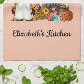 ハロウィーン格言、秋、カボチャ キッチンタオル (折り畳み)