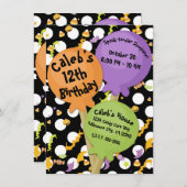 ハロウィーン棒つきキャンデーキャンディおもしろい誕生日パーティー 招待状 (正面/裏面)