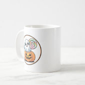 ハロウィーン棒つきキャンデー幽霊オンパンプキン コーヒーマグカップ (正面左)