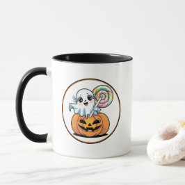 ハロウィーン棒つきキャンデー幽霊オンパンプキン マグカップ
