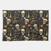 ハロウィーン植物学スカル キッチンタオル (横)