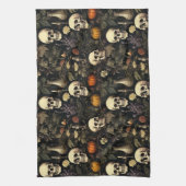 ハロウィーン植物学スカル キッチンタオル (縦)