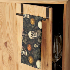 ハロウィーン植物学スカル キッチンタオル