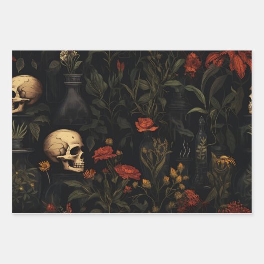 ハロウィーン植物模様 ラッピングペーパーシート (正面2)