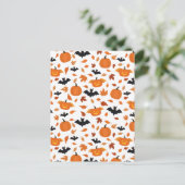 ハロウィーン模様 | カボチャ、こうもり、紅葉。 シーズンポストカード (スタンド正面)