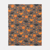 ハロウィーン模様 | カボチャ、こうもり、紅葉。 フリースブランケット (正面)