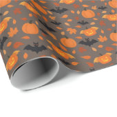 ハロウィーン模様 | カボチャ、こうもり、紅葉。 ラッピングペーパー (ロールコーナー)