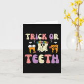 ハロウィーン歯科医のトリックまたは歯の歯の費用 カード (黄色い花)