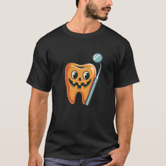 ハロウィーン歯科医歯型カボチャ歯科コスチューム メンズ Tシャツ