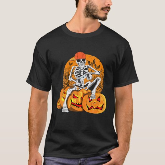 ハロウィーン死んだギャングのスケルトンのゲームパンプスキンパム Tシャツ (正面)