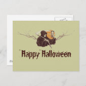 ハロウィーン死神の死のスケルトン満月 ポストカード (正面/裏面)