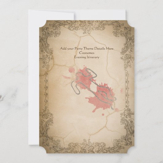 ハロウィーン殺人謎パーティーヴィンテージ書道 招待状 (裏面)