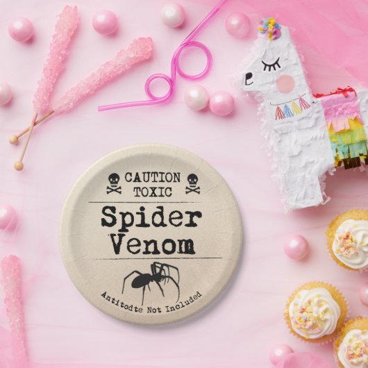 ハロウィーン毒スパイダー毒スカルと骨 ペーパープレート (パーティー)