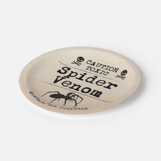 ハロウィーン毒スパイダー毒スカルと骨 ペーパープレート (アングル)