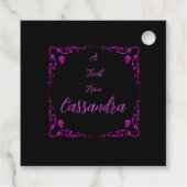 ハロウィーン毒パープル縁ど魔法とスカル。 フェイバータグ (裏面)