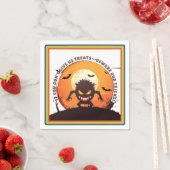 ハロウィーン毛深い小さなモンスターのトリックまたはトリート スタンダードカクテルナプキン (インサイチュ)