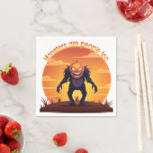 ハロウィーン毛深い小さなモンスターのトリックまたはトリート スタンダードカクテルナプキン (インサイチュ)