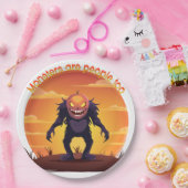 ハロウィーン毛深い小さなモンスターのトリックまたはトリート ペーパープレート (パーティー)