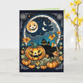 ハロウィーン気分で カード (黄色い花)