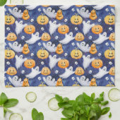 ハロウィーン水彩パターン キッチンタオル (折り畳み)