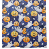 ハロウィーン水彩パターン シャワーカーテン (正面)