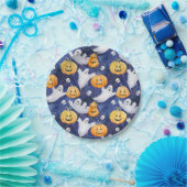 ハロウィーン水彩パターン ペーパープレート (パーティー)