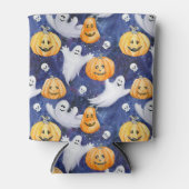 ハロウィーン水彩パターン 缶クーラー (正面)