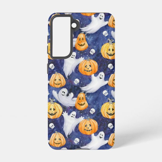 ハロウィーン水彩パターン SAMSUNG GALAXYケース (裏面)