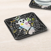 ハロウィーン水彩幽霊クモの巣 コースター (左側)