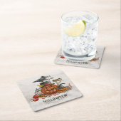 ハロウィーン水彩恐ろしいカボチャ スクエアペーパーコースター (インサイチュ)