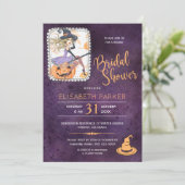 ハロウィーン水彩魔女ブライダルシャワーパーティー 招待状 (スタンド正面)