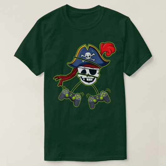 ハロウィーン海賊スケルトンのビデオコントローラ少年 Tシャツ (デザイン正面)