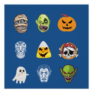 ハロウィーン海賊スケルトンゾンビミイラおもしろい顔 ポスター